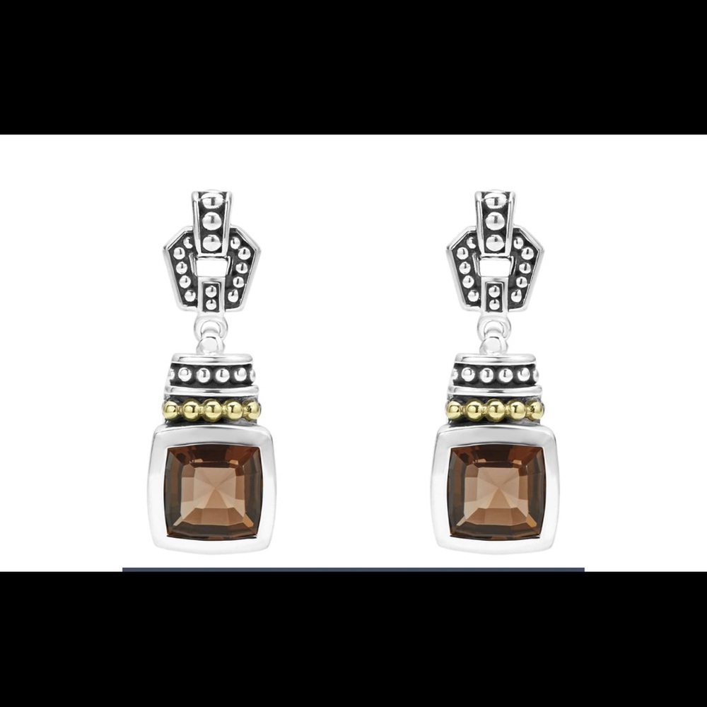 Lagos Caviar Smoky Quartz drop earrings